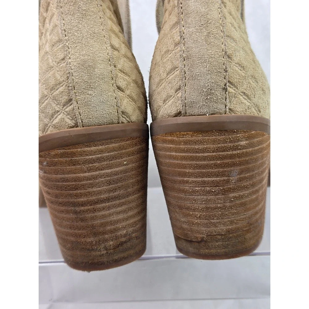 TOMS Esme Womens 10 Suede Ankle Boots Tan Chunky Heel Boho Casual Neutral Casual